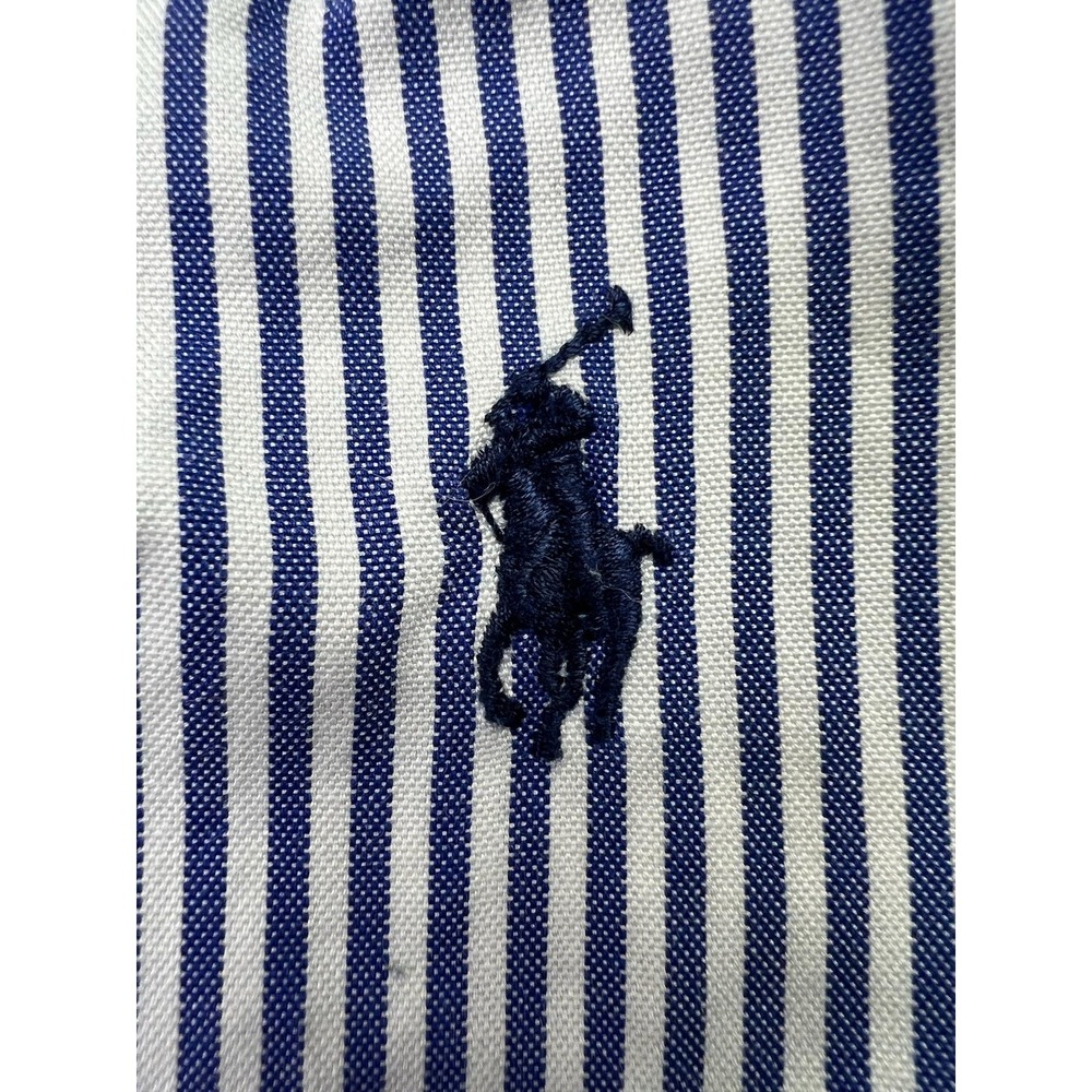 Polo Ralph Lauren Dress Shirt Mens 17.5 36/37 Blue Stripe Classic Button Down LS - Picture 4 of 9
